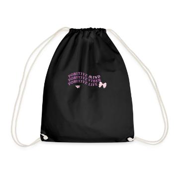 Cloth bag/tote bag with positive saying - Drawstring Bag - black - Front