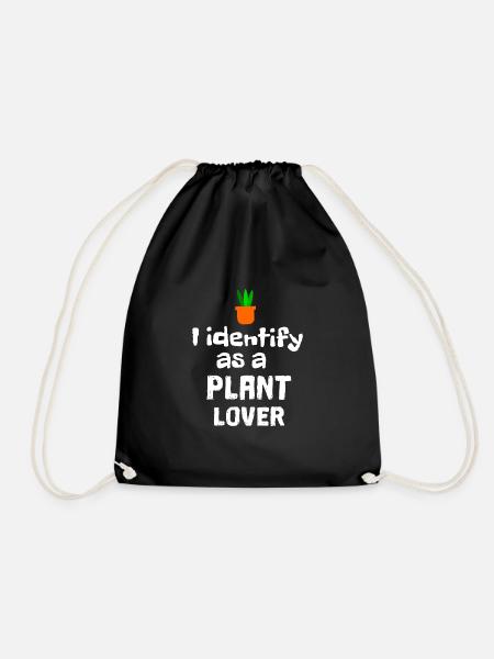 I identify as a plant lover - Drawstring Bag - black