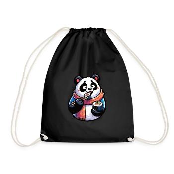 Panda Sushi Japanisches Essen - Turnbeutel - Schwarz - Vorne