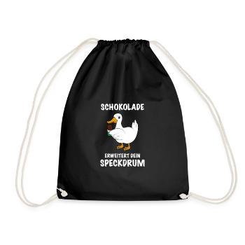 Ente mit Schokolade Spruch - Turnbeutel - Schwarz - Vorne