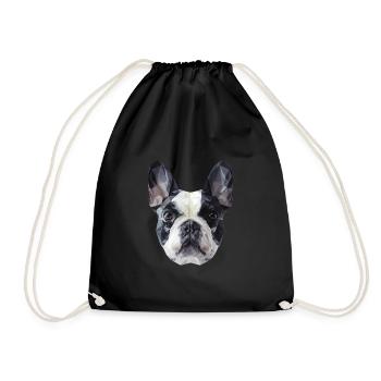 French Bulldog Low Poly Design - Drawstring Bag - black - Front