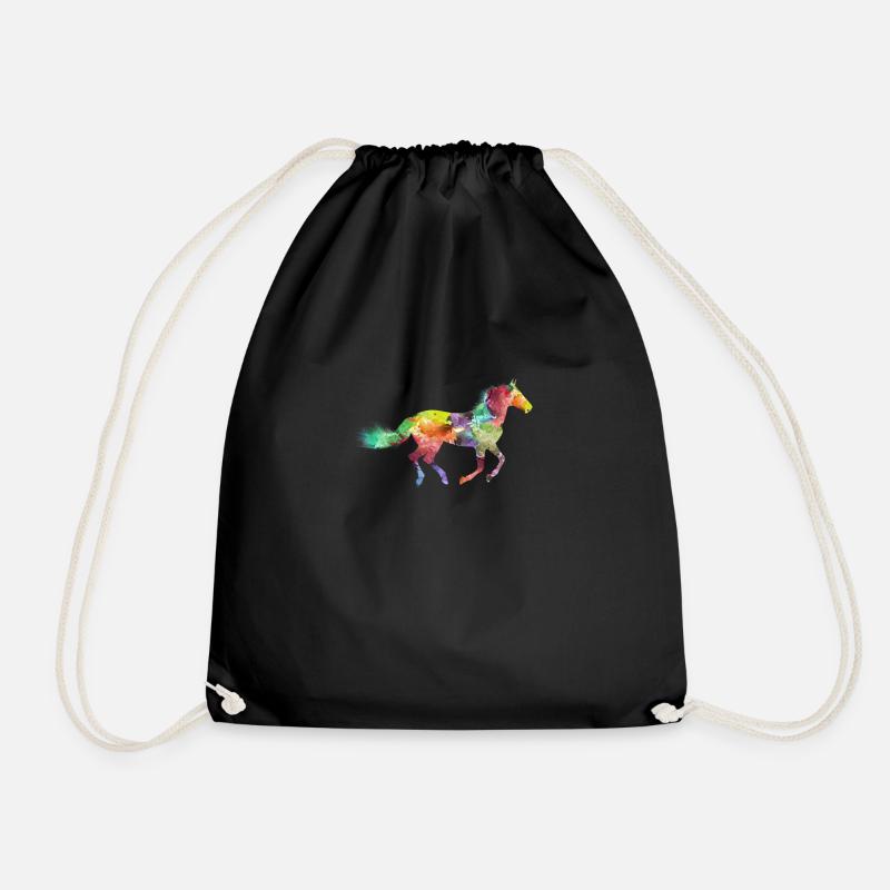 Regenbogen Pferd Design als Geschenkidee - Turnbeutel - Schwarz
