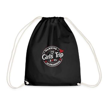 Warning Girls Trip 2024 Vacation Love Heart - Drawstring Bag - black - Front