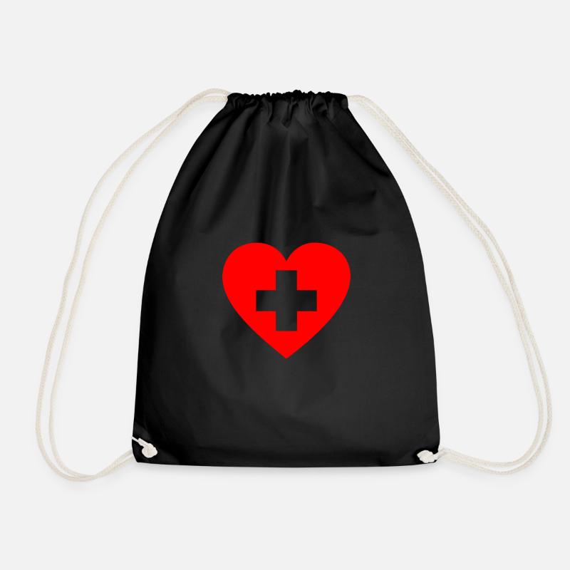 First Aid Heart - Drawstring Bag - black