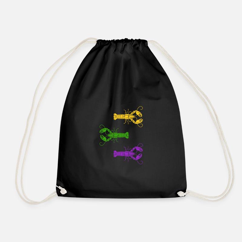 Mardi Gras Crawfish Jester hat Bead Tee New - Drawstring Bag - black