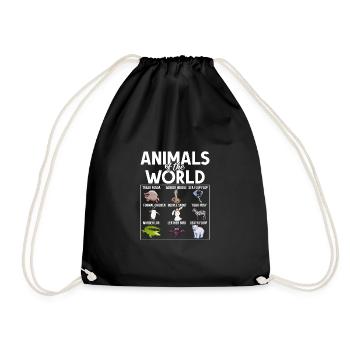 Animals Of The World Funny Animals - Drawstring Bag - black - Front