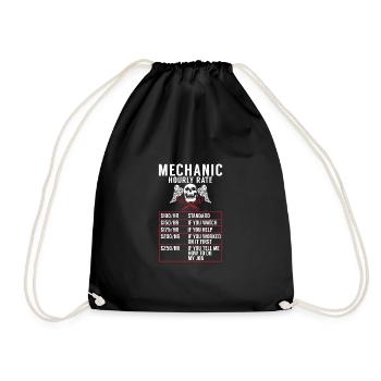Mechanic Rates Funny Mechanic Hourly Rate Workshop - Drawstring Bag - black - Front