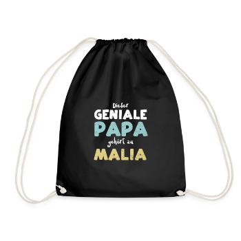 Dieser Geniale Papa Gehört Zu Malia - Turnbeutel - Schwarz - Vorne