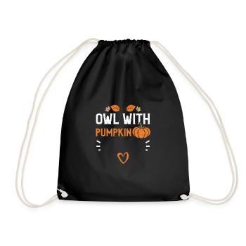 Owl With Pumpkin - Pumpkin - Drawstring Bag - black - Front