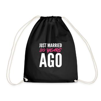 Happily married 20 years ago Gift - Drawstring Bag - black - Front