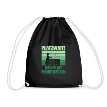 Platzwart Garten Rasenmäher Geschenk - Turnbeutel - Schwarz - Vorne