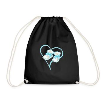Blue Heart with Baby Shoes for Boys - Drawstring Bag - black - Front