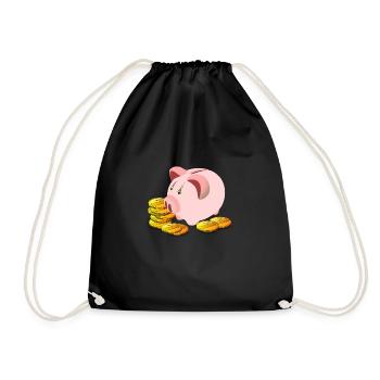 piggy bank - Drawstring Bag - black - Front