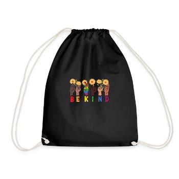 Be Child LGBT Rainbow Sign Language Trans - Drawstring Bag - black - Front