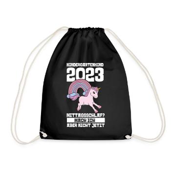 Einhorn Kita Kindergarten 2023 - Turnbeutel - Schwarz - Vorne