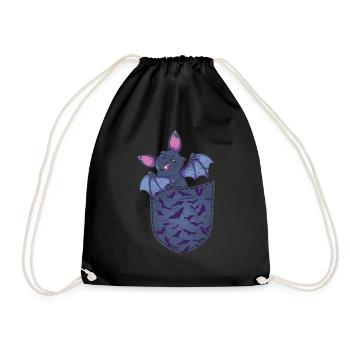 Halloween Costume Gift Chest Bag Bat - Drawstring Bag - black - Front