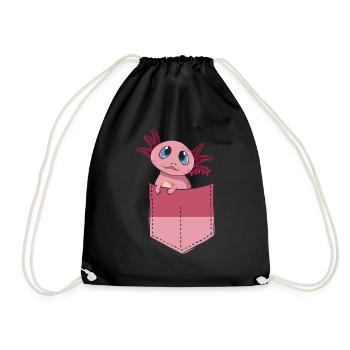 Cadeau amphibien à queue mignon sac de poitrine axolotl - Sac de sport léger - noir - Devant
