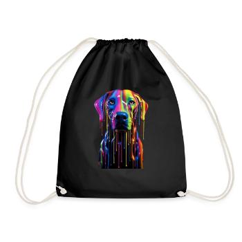 Rainbow Dog - Drawstring Bag - black - Front