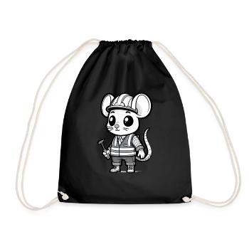 Cute Mouse Construction Worker - Turnbeutel - Schwarz - Vorne