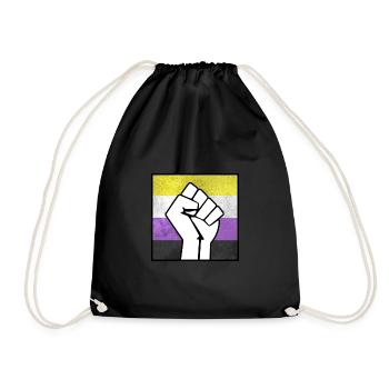 Nicht-binärer Pride-Faust-Aufkleber - Turnbeutel - Schwarz - Vorne