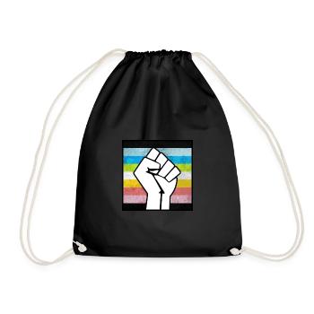 Queer Pride Faust Aufkleber - Turnbeutel - Schwarz - Vorne