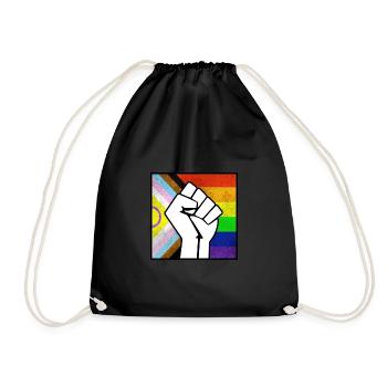 Stolz auf den Fortschritt Pride Faust Aufkleber - Turnbeutel - Schwarz - Vorne