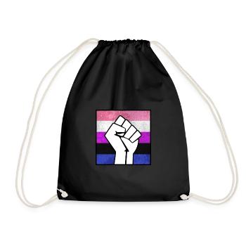 Genderfluid Pride Fist sticker - Drawstring Bag - black - Front
