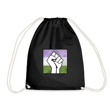 Genderqueer Pride Faust Aufkleber - Turnbeutel - Schwarz - Vorne