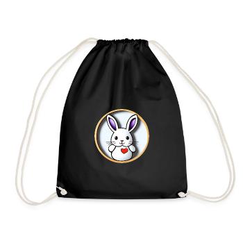 Niedlicher Hase Osterhase - Turnbeutel - Schwarz - Vorne