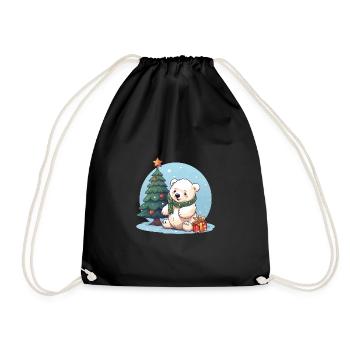 Ours polaire de Noël sur le sapin de Noël: soleil d’hiver - Sac de sport léger - noir - Devant