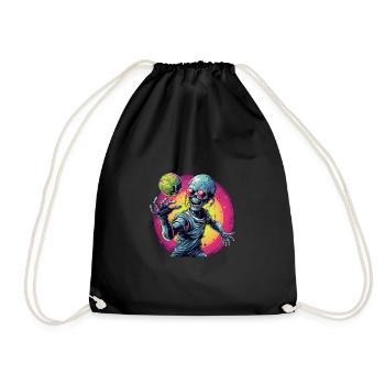 Alien zu Halloween: Basketball & Tennisball Abente - Turnbeutel - Schwarz - Vorne