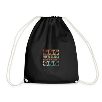 Back to the 90's vinyl record - Drawstring Bag - black - Front
