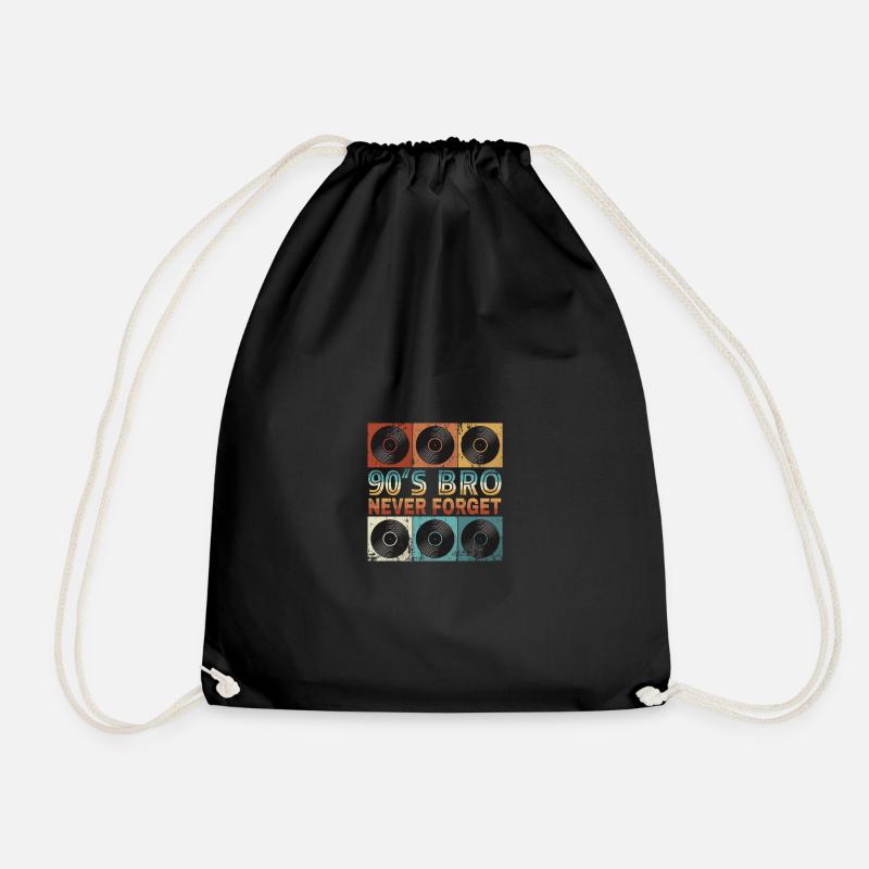 Back to the 90's vinyl record - Drawstring Bag - black