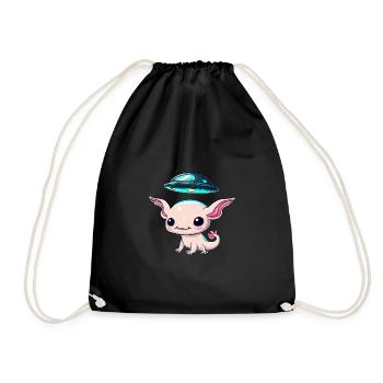 UFO abduction of an axolotl by an alien - Drawstring Bag - black - Front