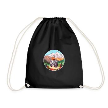 Motorbike Tour Motorcyclist Motorcycle Biker - Drawstring Bag - black - Front