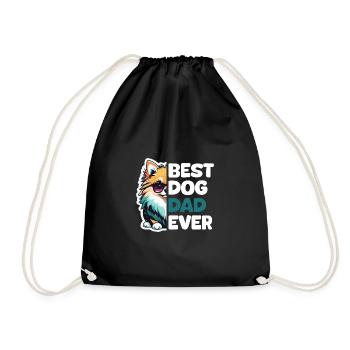 Best Dog Dad Ever - Pomeranian - Drawstring Bag - black - Front