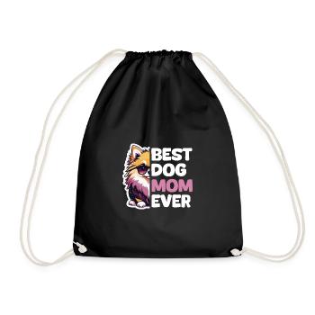 Best Dog Mom Ever - Pomeranian - Drawstring Bag - black - Front