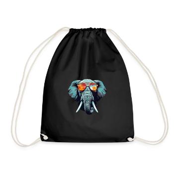Eléphant avec lunettes de soleil - Été, Palmiers, Afrique - Sac de sport léger - noir - Devant