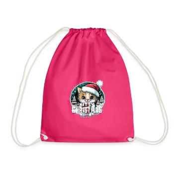 Christmas Cat - Kitty Christmas - Drawstring Bag - fuchsia - Front