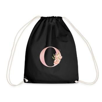 C Floral Pastel Monogram - Drawstring Bag - black - Front