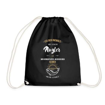 Geschenk für Angler / Fischer - alter Mann - Turnbeutel - Schwarz - Vorne