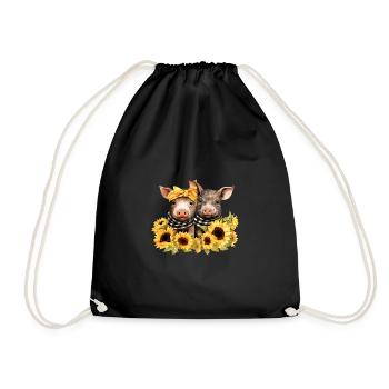 Cochons comme meilleurs amis, tournesol, bandana u - Sac de sport léger - noir - Devant