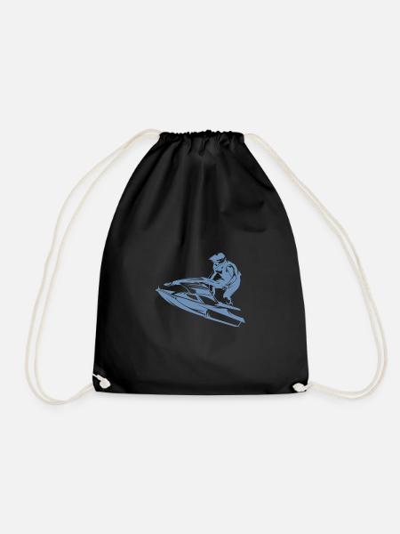 Rasanter Jetski in Silhouette - Turnbeutel - Schwarz