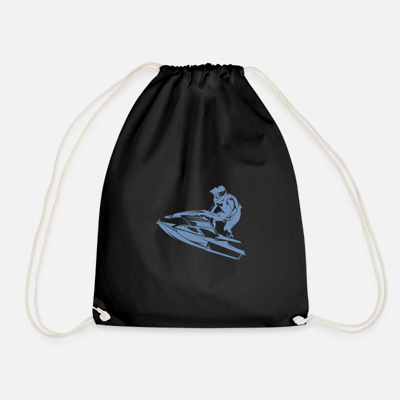 Rasanter Jetski in Silhouette - Turnbeutel - Schwarz