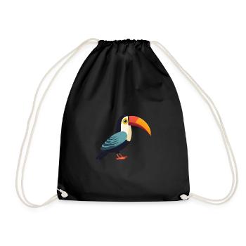 Minimalistischer Tukan - Paradiesvogel Design - Turnbeutel - Schwarz - Vorne