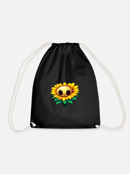 Kawaii Sonnenblume: Niedliche Sommerblume mit groß - Turnbeutel - Schwarz
