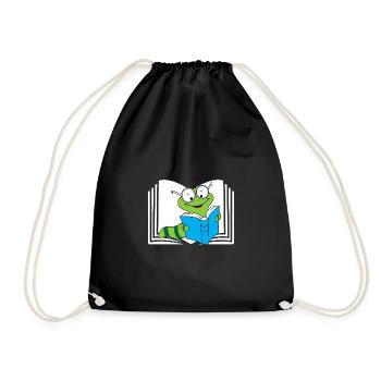 Books Bookworm - Drawstring Bag - black - Front