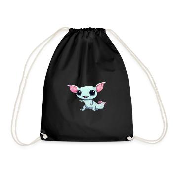 Cute Kawaii Axolotl - Drawstring Bag - black - Front