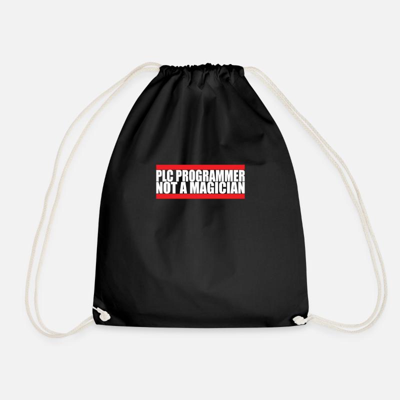 PLC Programmer No Magician Engineering Nerd - Drawstring Bag - black