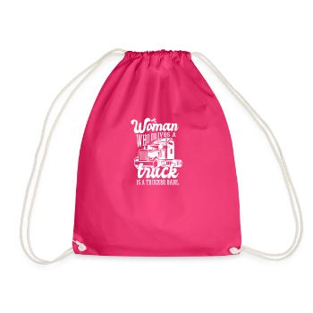 Trucker Babe Truck Driver - Drawstring Bag - fuchsia - Front